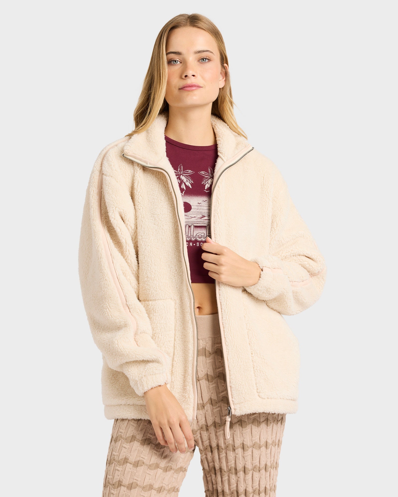 Womens Sweet Ride Zip Fleece Top