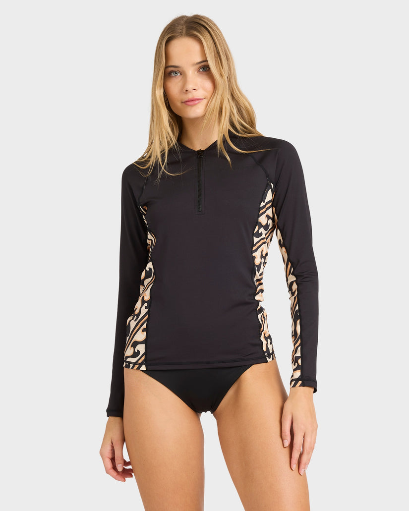 Womens Dark Wave Half Long Sleeve Rashvest