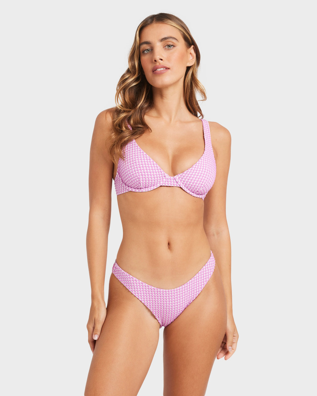 Womens Mini Wave Check Bikini Top