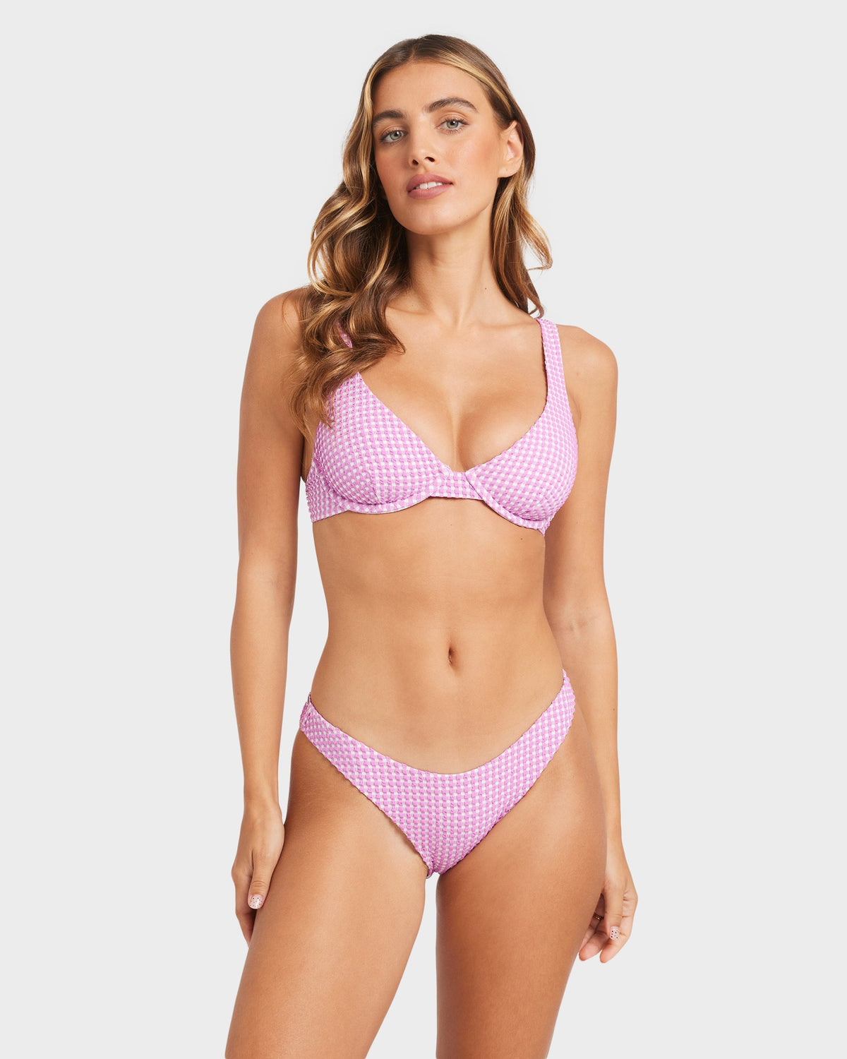 Womens Mini Wave Check Bikini Top