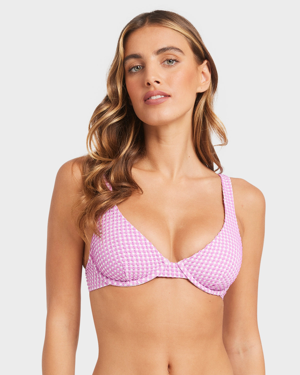 Womens Mini Wave Check Bikini Top