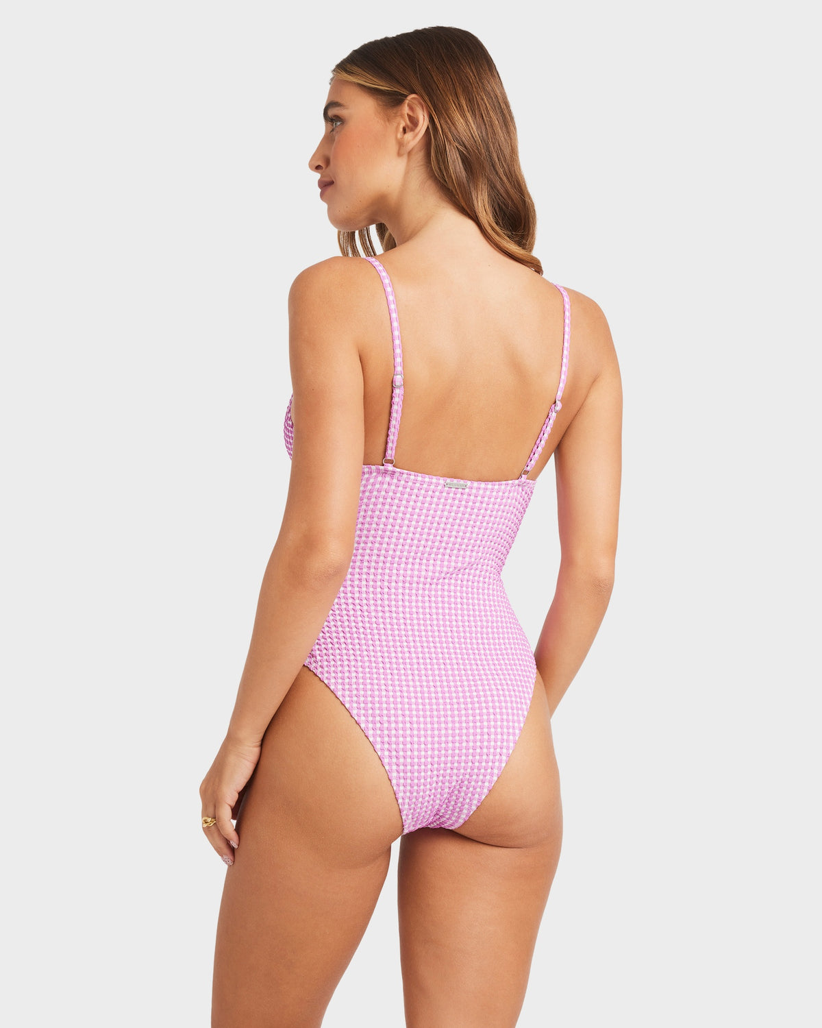 Womens Mini Wave Check One Piece Swimsuit