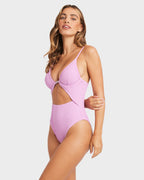 Womens Mini Wave Check One Piece Swimsuit