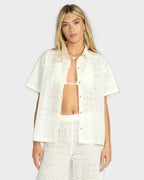 Womens Eyelet Crush Cover Up Shirt