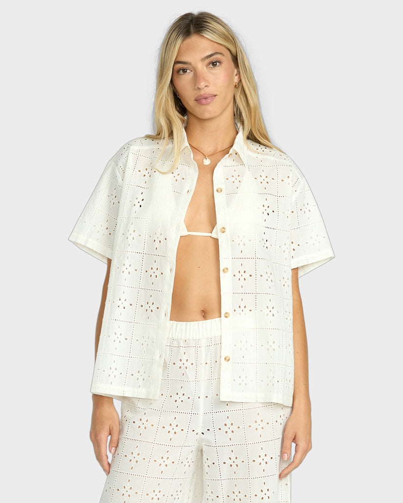 Womens Eyelet Crush Cover Up Shirt