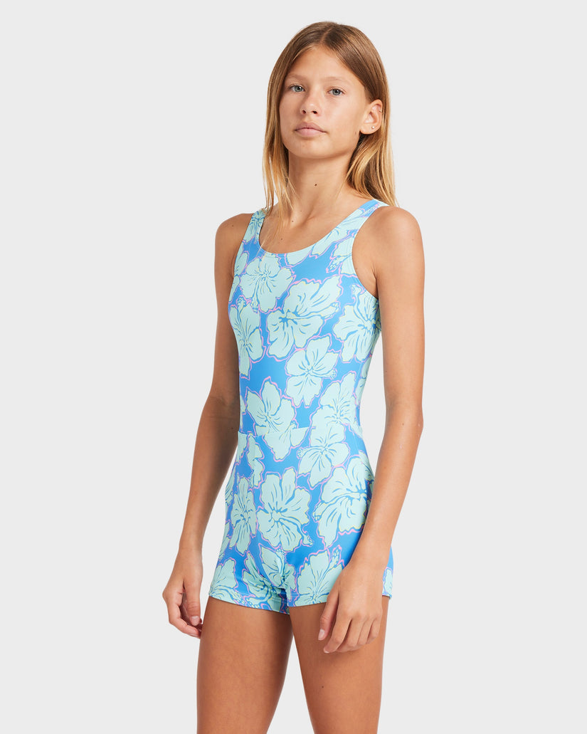 Girls 8-16 Happy Hibiscus Tank Surf Suit