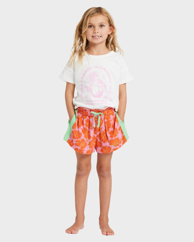 Girls 2-7 Happy Hibiscus Elastic Waist Shorts