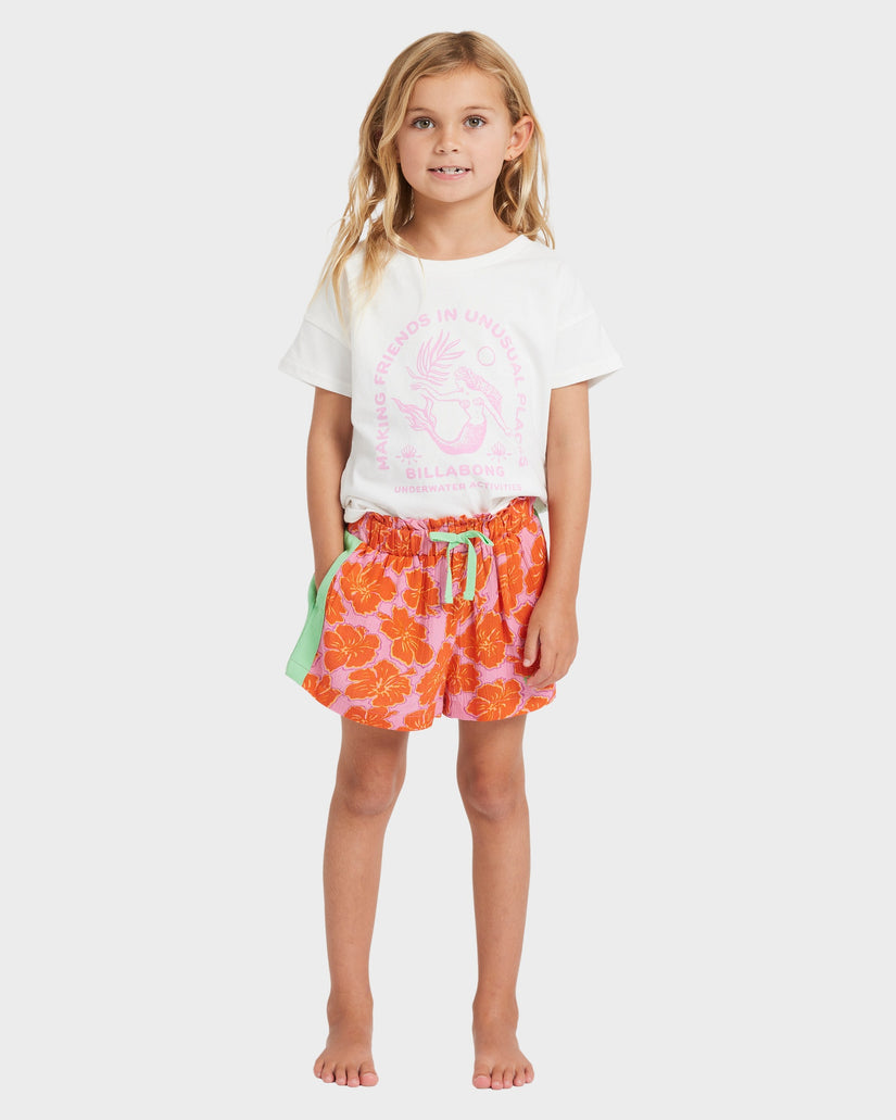 Girls 2-7 Happy Hibiscus Elastic Waist Shorts