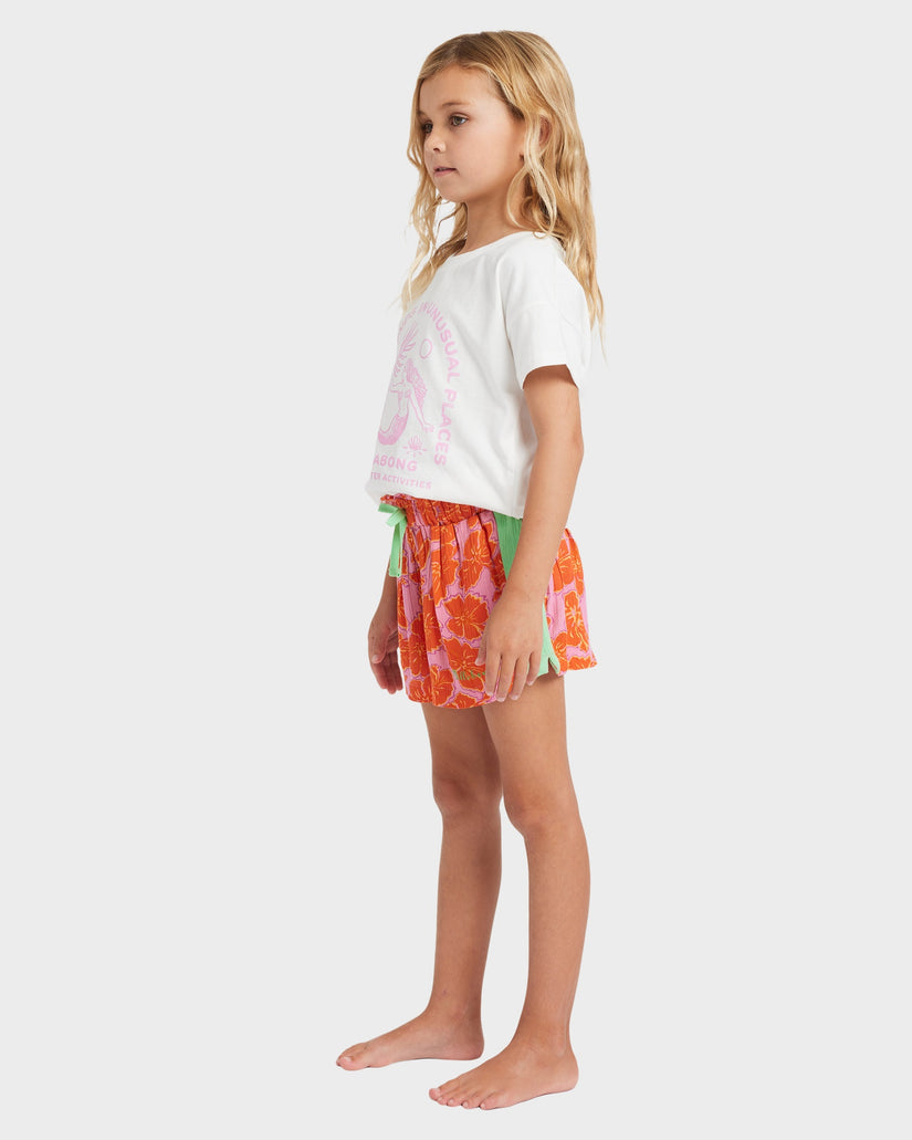 Girls 2-7 Happy Hibiscus Elastic Waist Shorts