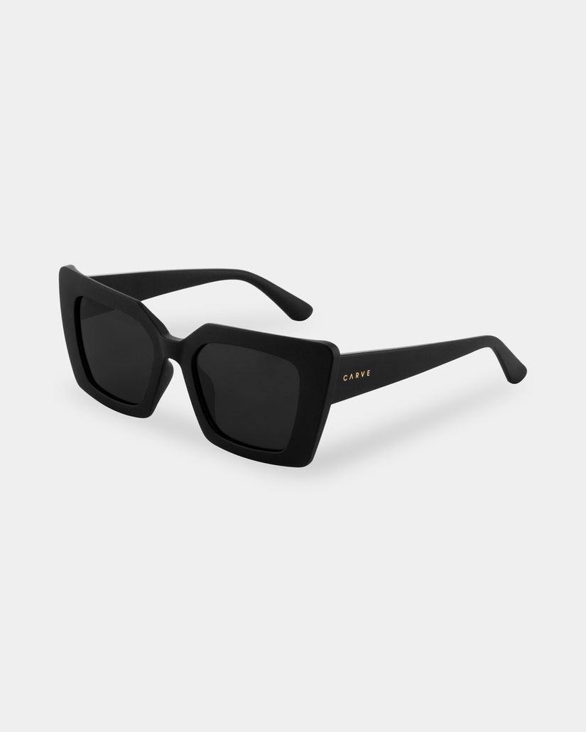 Womens Finley Matte Black Grey Square Sunglasses