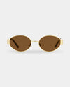 Womens Polly Gold Brown Round Sunglasses