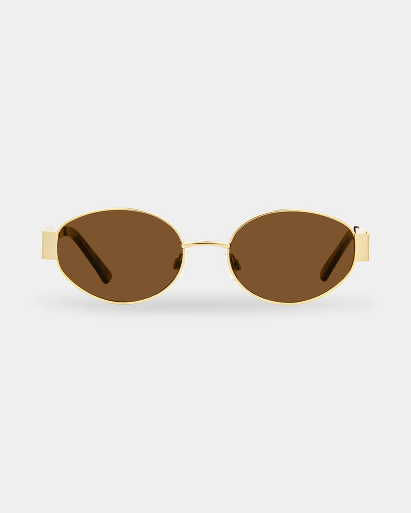 Womens Polly Gold Brown Round Sunglasses