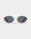 Womens Polly Gold Grey Round Sunglasses