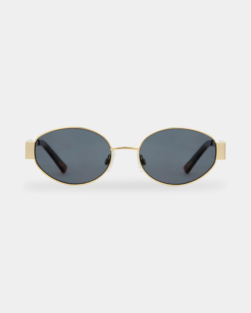 Womens Polly Gold Grey Round Sunglasses