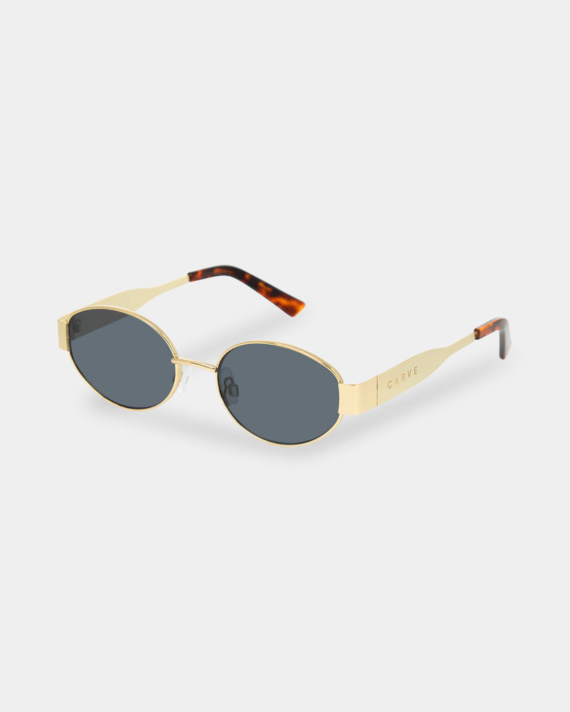 Womens Polly Gold Grey Round Sunglasses