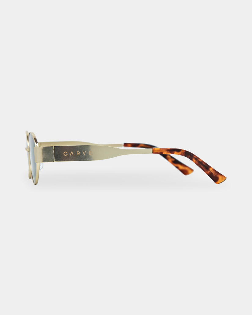 Womens Polly Gold Grey Round Sunglasses