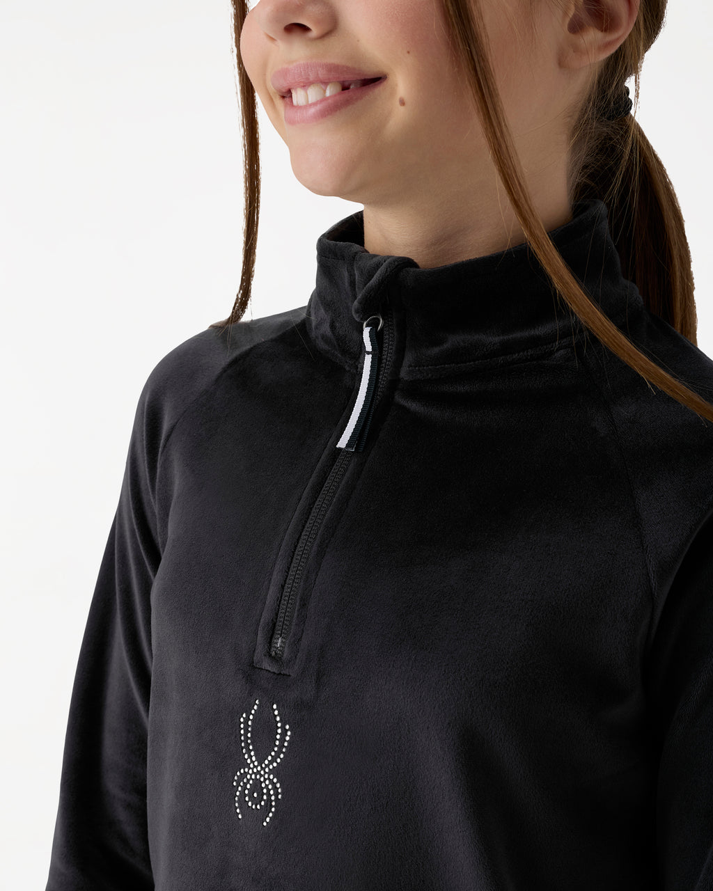 Big Girls Shimmer Bug Half-Zip Long Sleeve Tops