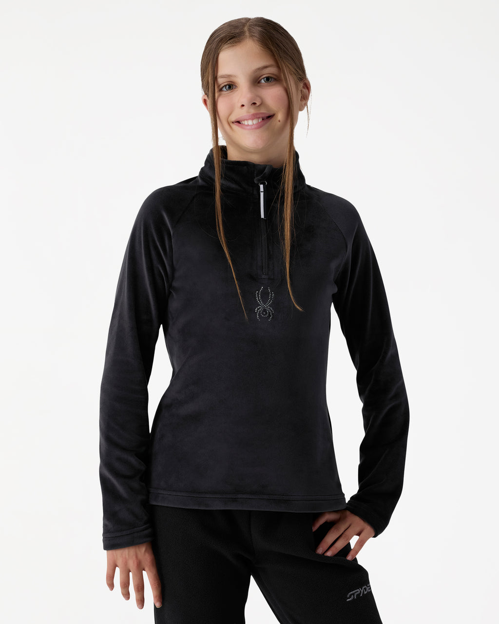 Big Girls Shimmer Bug Half-Zip Long Sleeve Tops