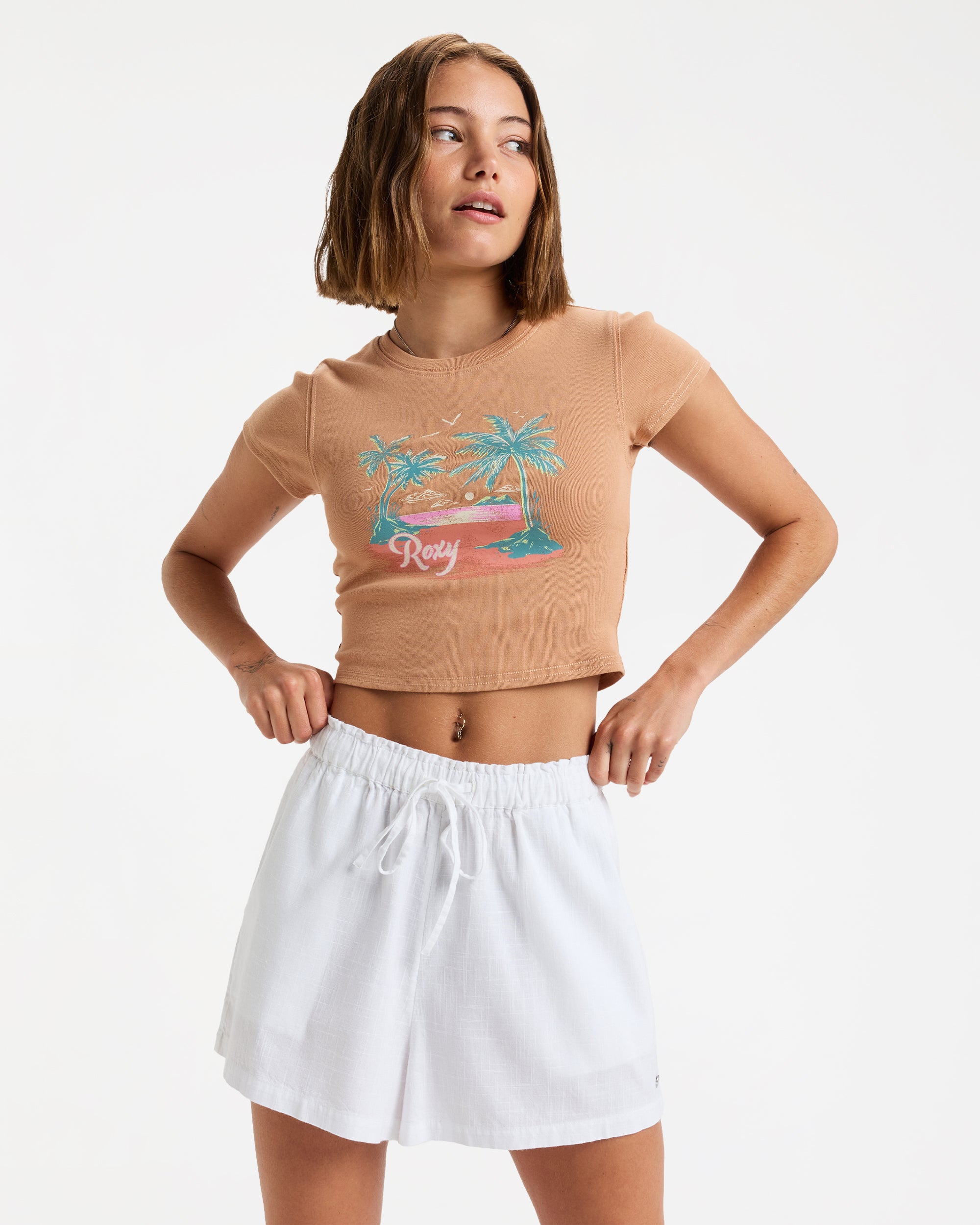 Womens Place To Elastic Waist Shorts