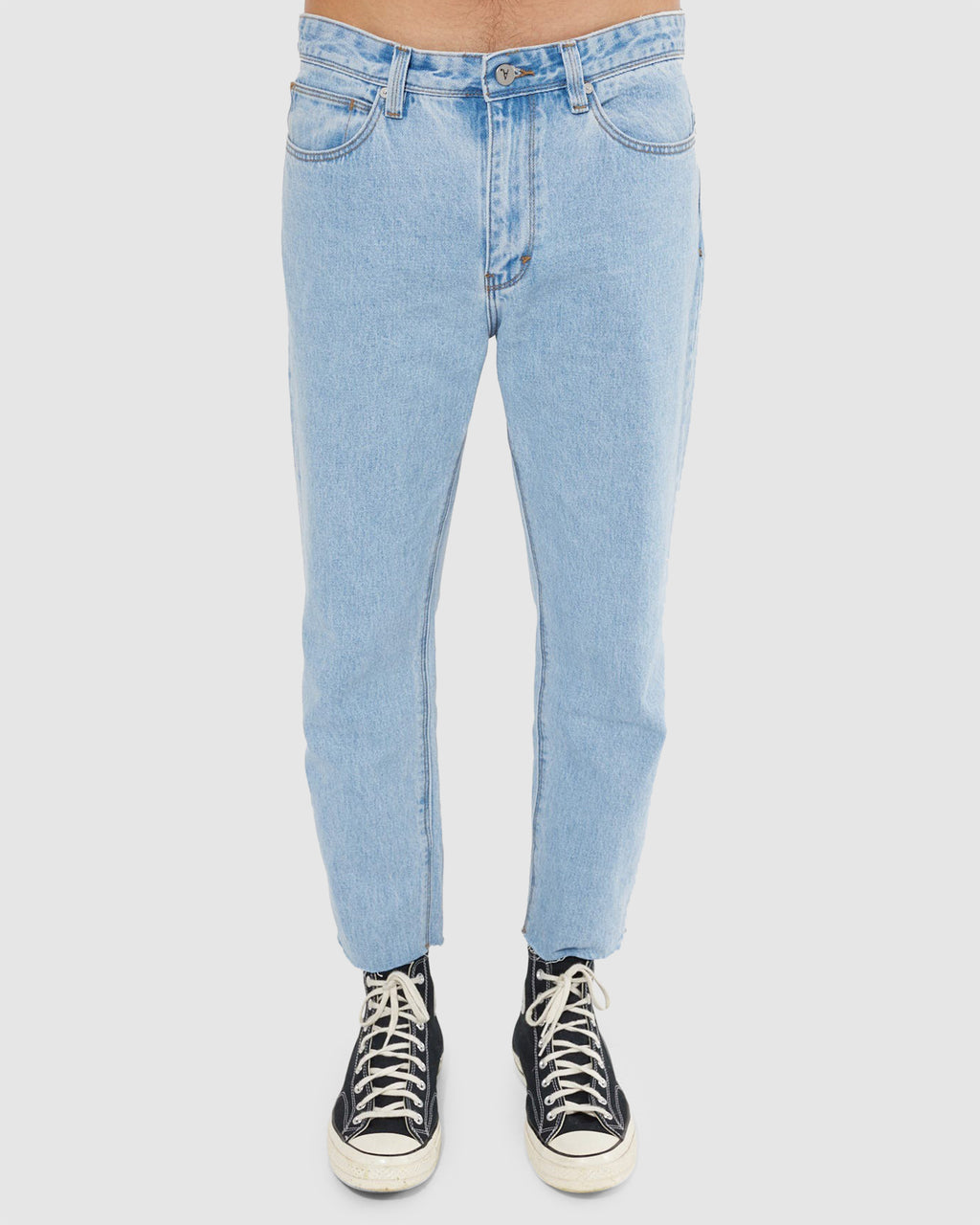 Mens Cropped Straight Denim Jeans