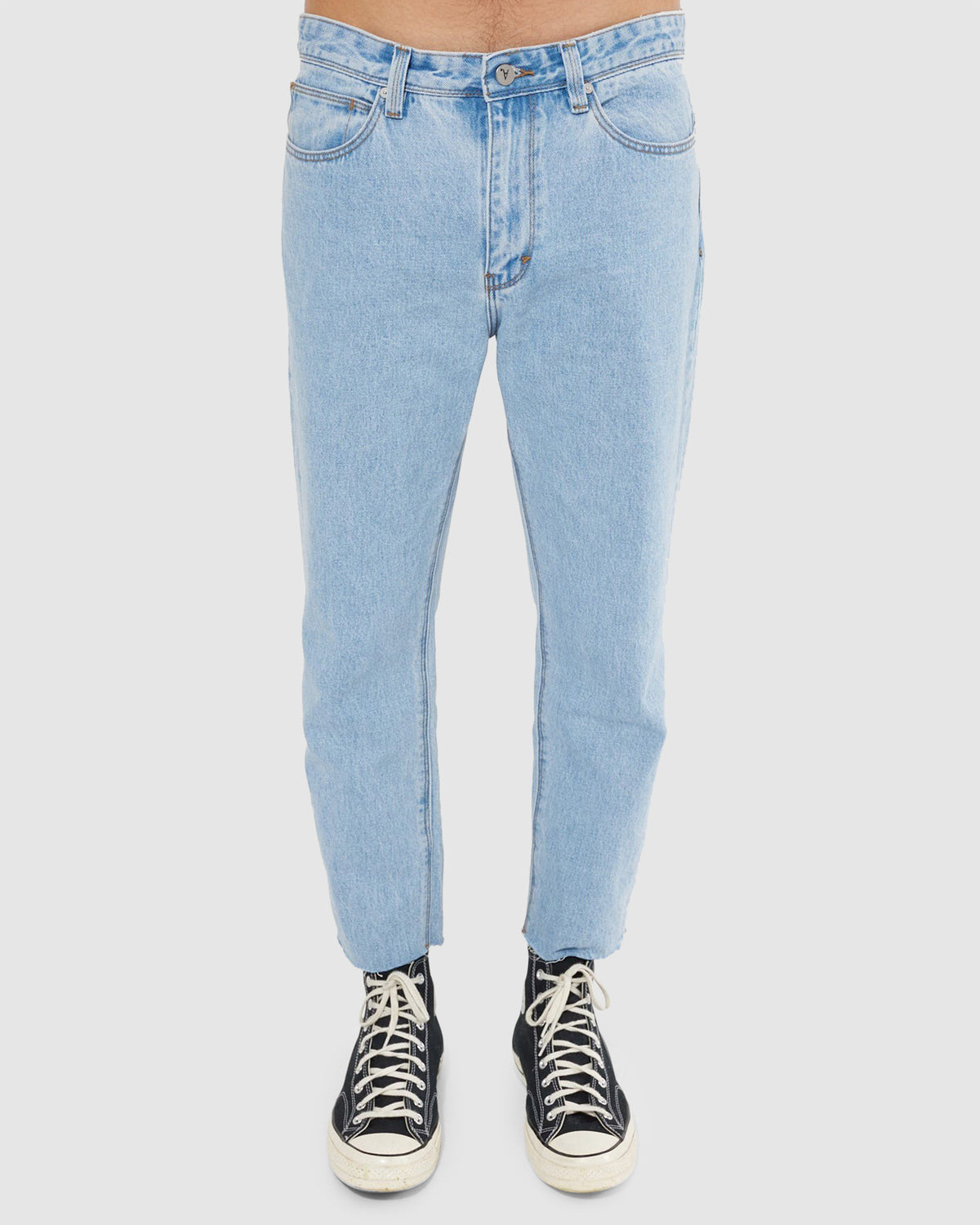 Mens Cropped Straight Denim Jeans