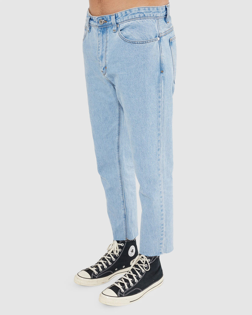Mens Cropped Straight Denim Jeans