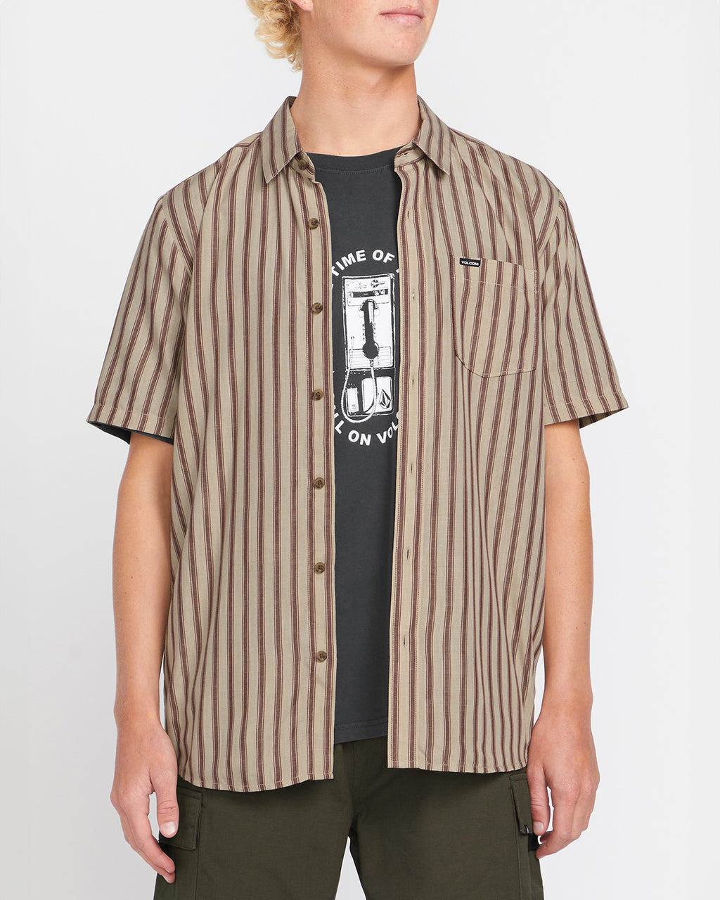 MENS ARVOSTRIPE WOVEN SHORT SLEEVE TOP