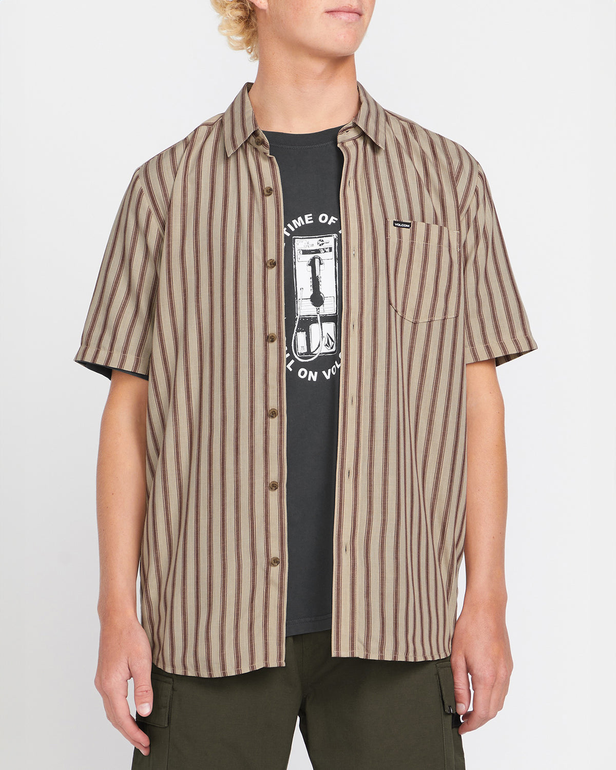 MENS ARVOSTRIPE WOVEN SHORT SLEEVE TOP