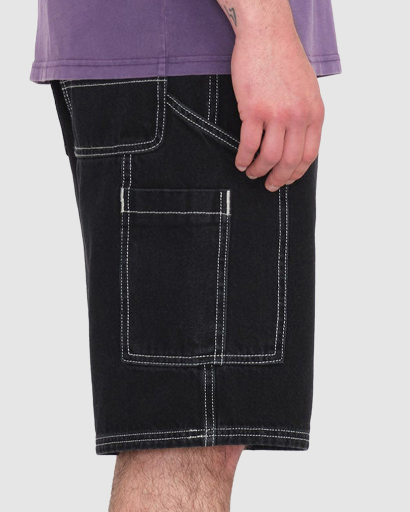 Mens Labored Denim Utility Denim Short