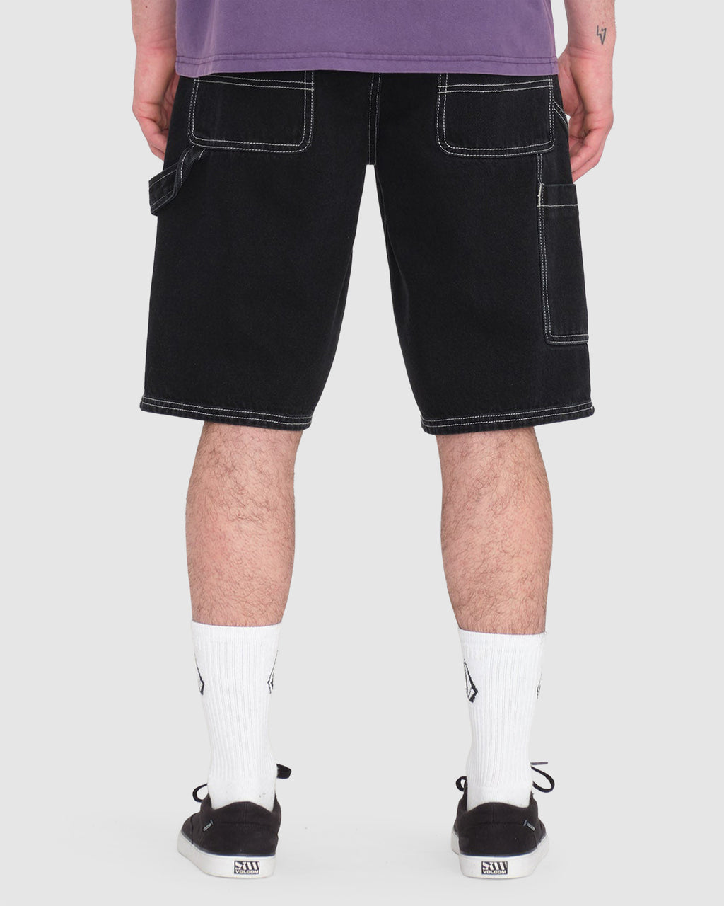 Mens Labored Denim Utility Denim Short
