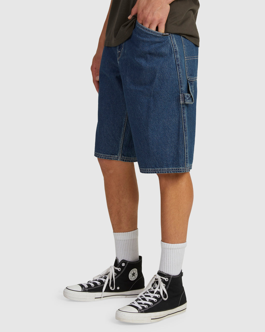 Mens Labored Denim Utility Denim Short
