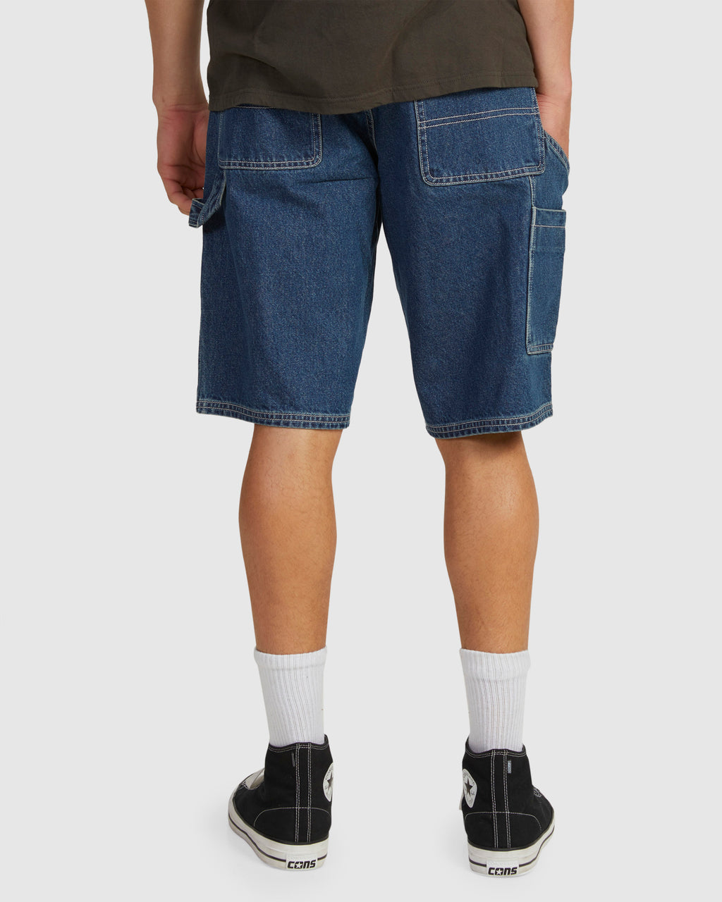 Mens Labored Denim Utility Denim Short