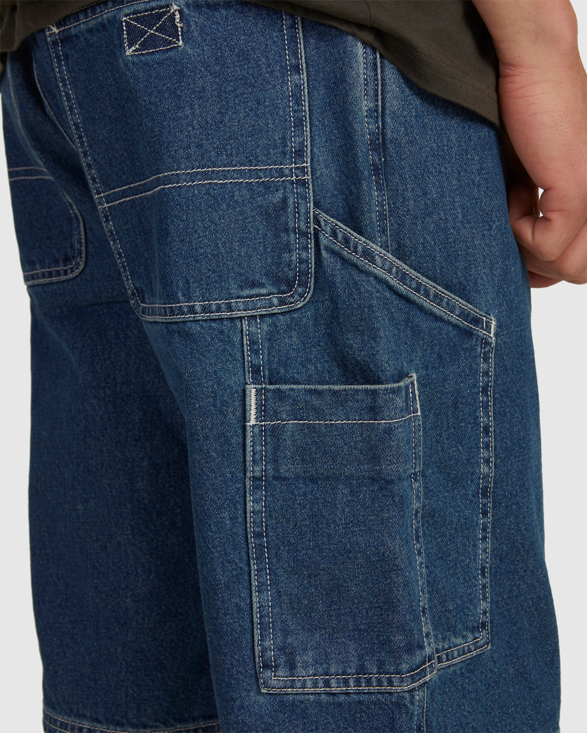 Mens Labored Denim Utility Denim Short