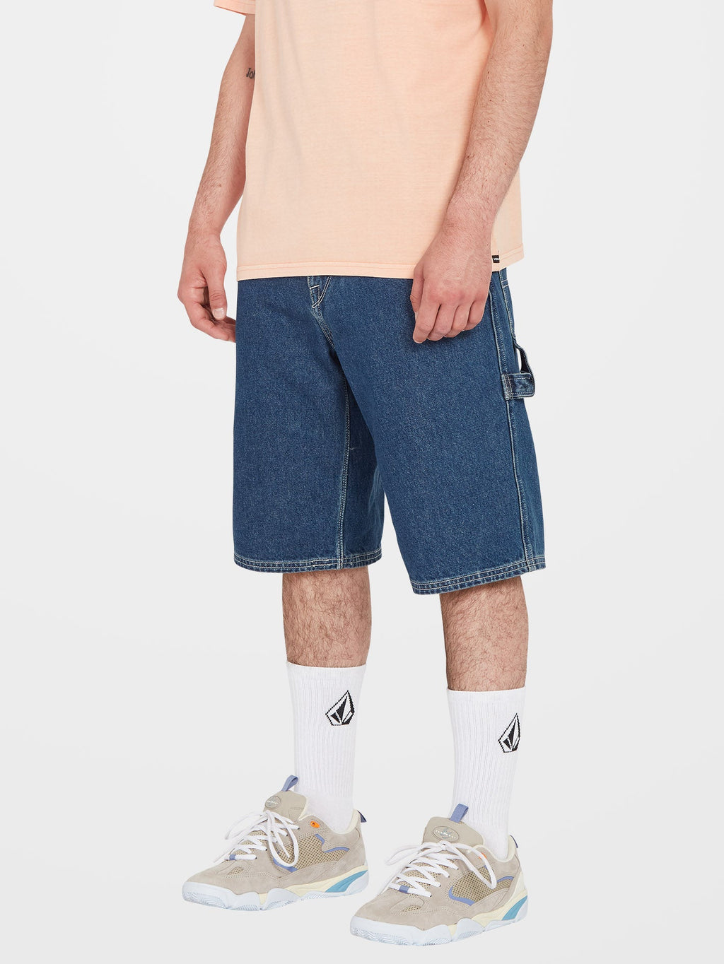 Mens Labored Denim Utility Denim Short