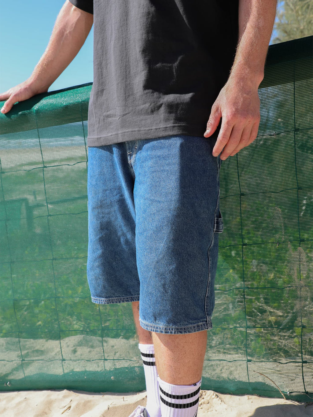 Mens Labored Denim Utility Denim Short