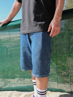 Mens Labored Denim Utility Denim Short