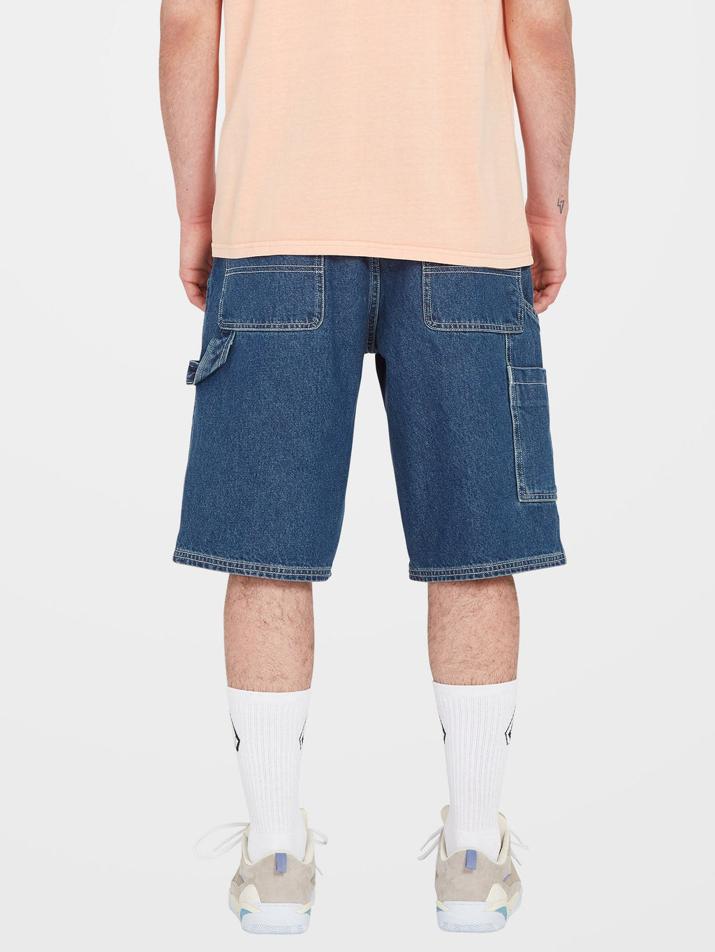 Mens Labored Denim Utility Denim Short