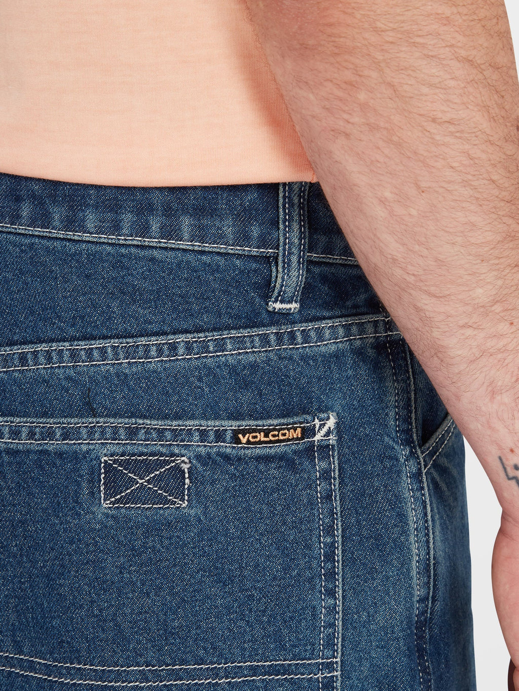 Mens Labored Denim Utility Denim Short
