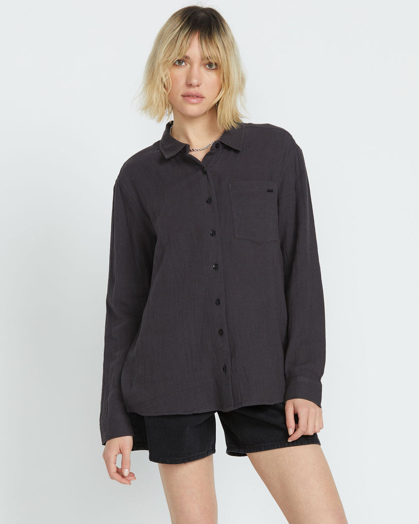 Womens Lil Button Up Long Sleeve Shirt