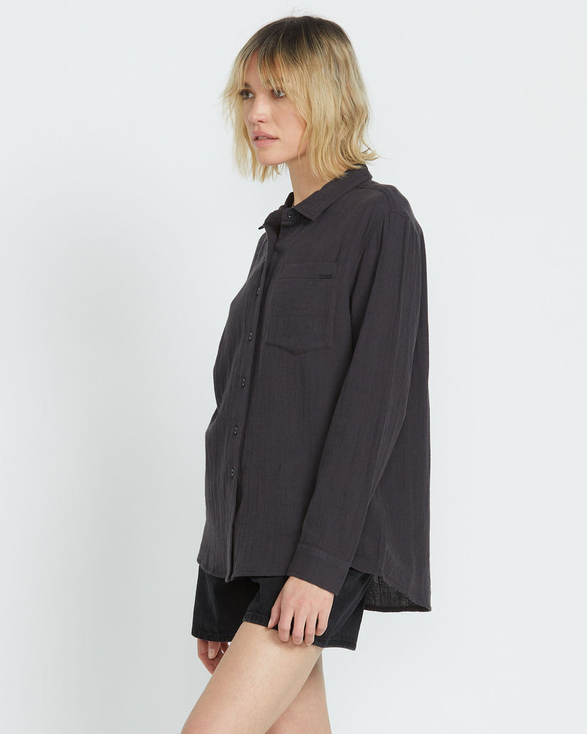 Womens Lil Button Up Long Sleeve Shirt
