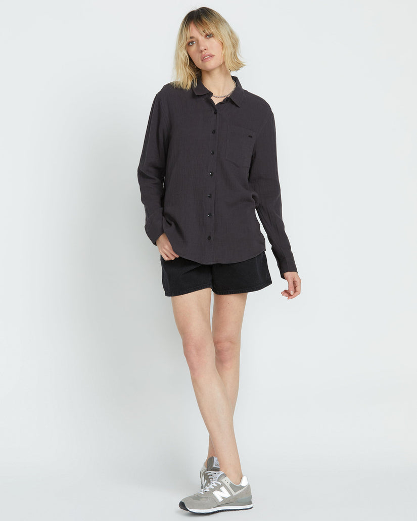 Womens Lil Button Up Long Sleeve Shirt