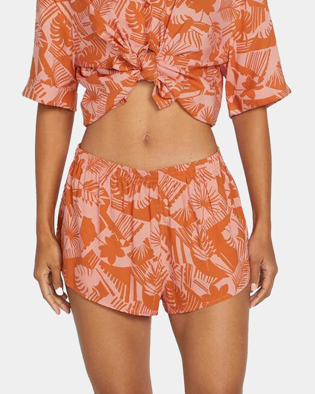 Womens Off Tropic Elastic Waist Shorts