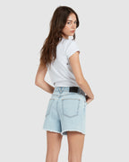 Womens Step High Rise Denim Shorts