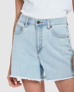 Womens Step High Rise Denim Shorts