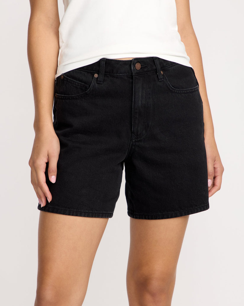 Womens Stoned Boyfriend Long Denim Shorts