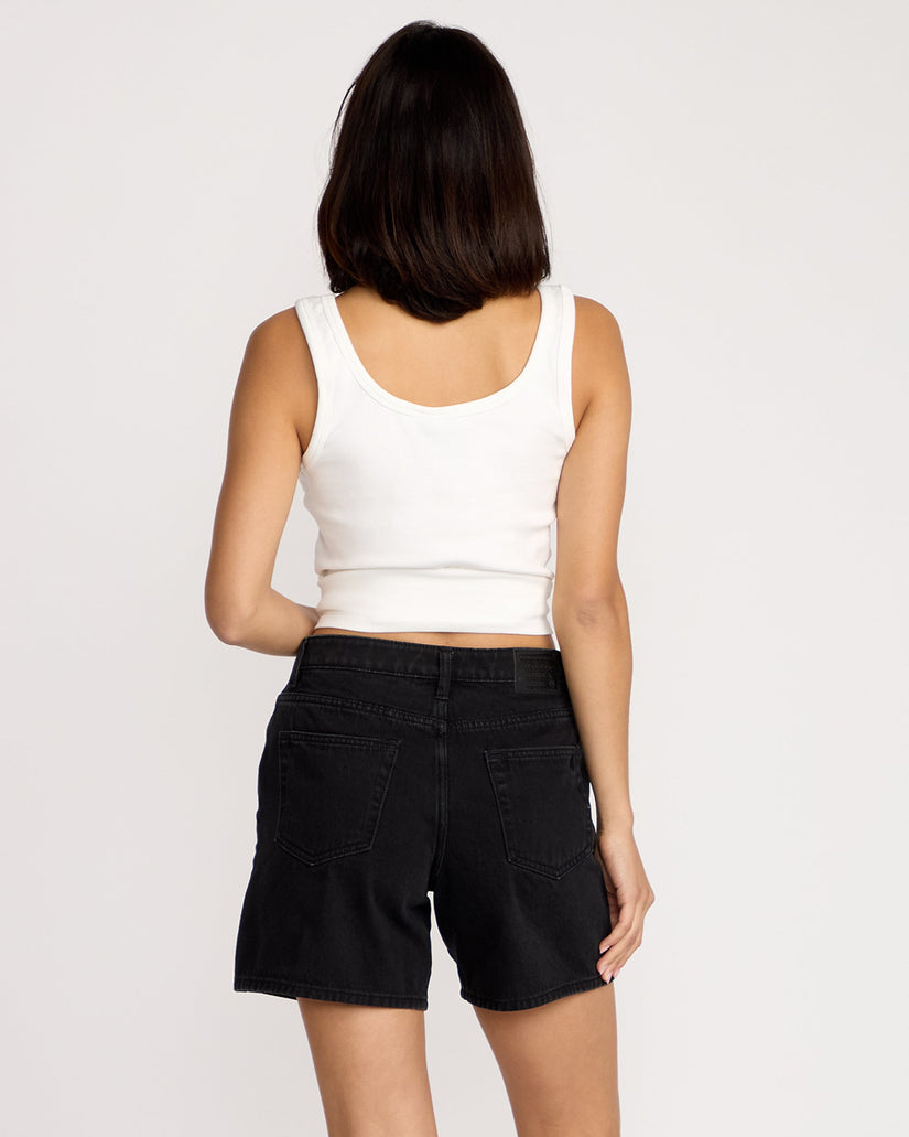 Womens Stoned Boyfriend Long Denim Shorts