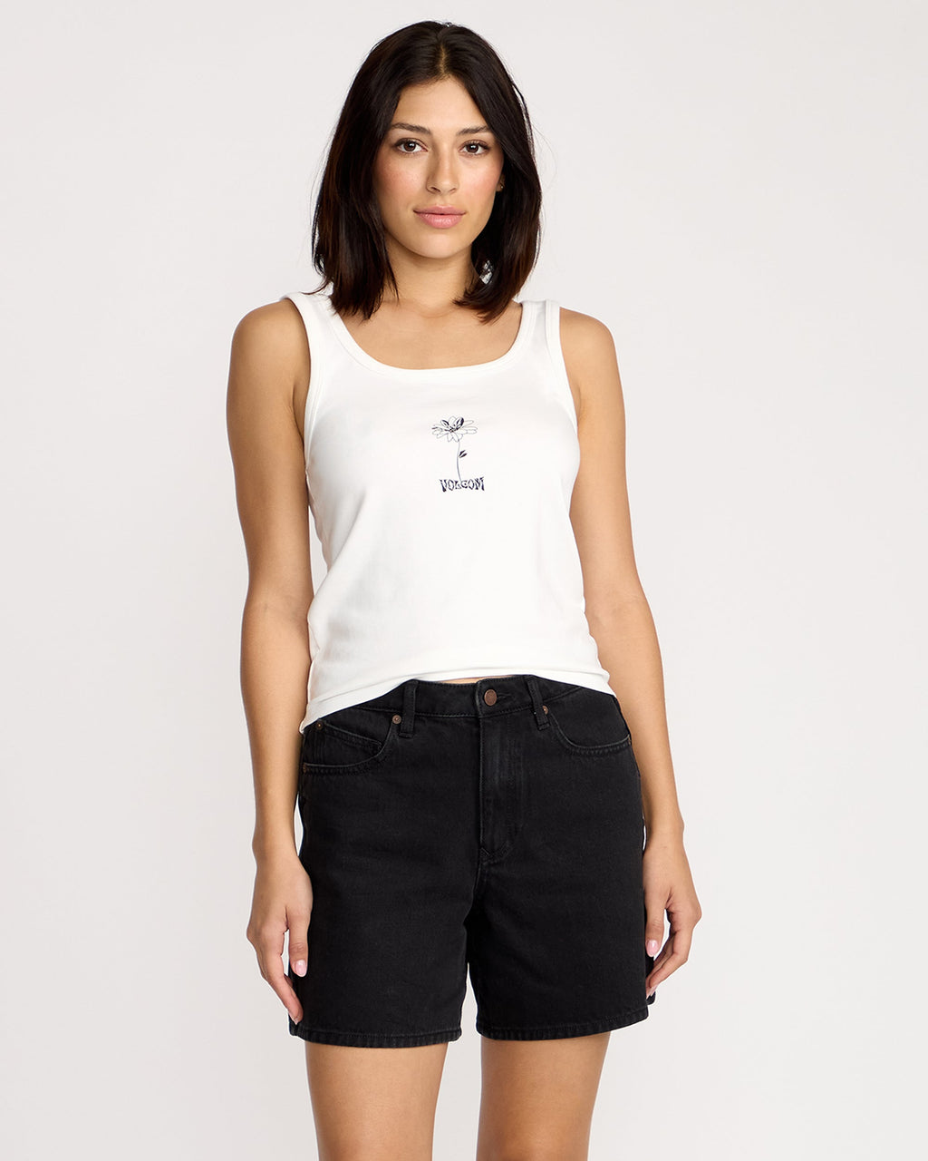 Womens Stoned Boyfriend Long Denim Shorts