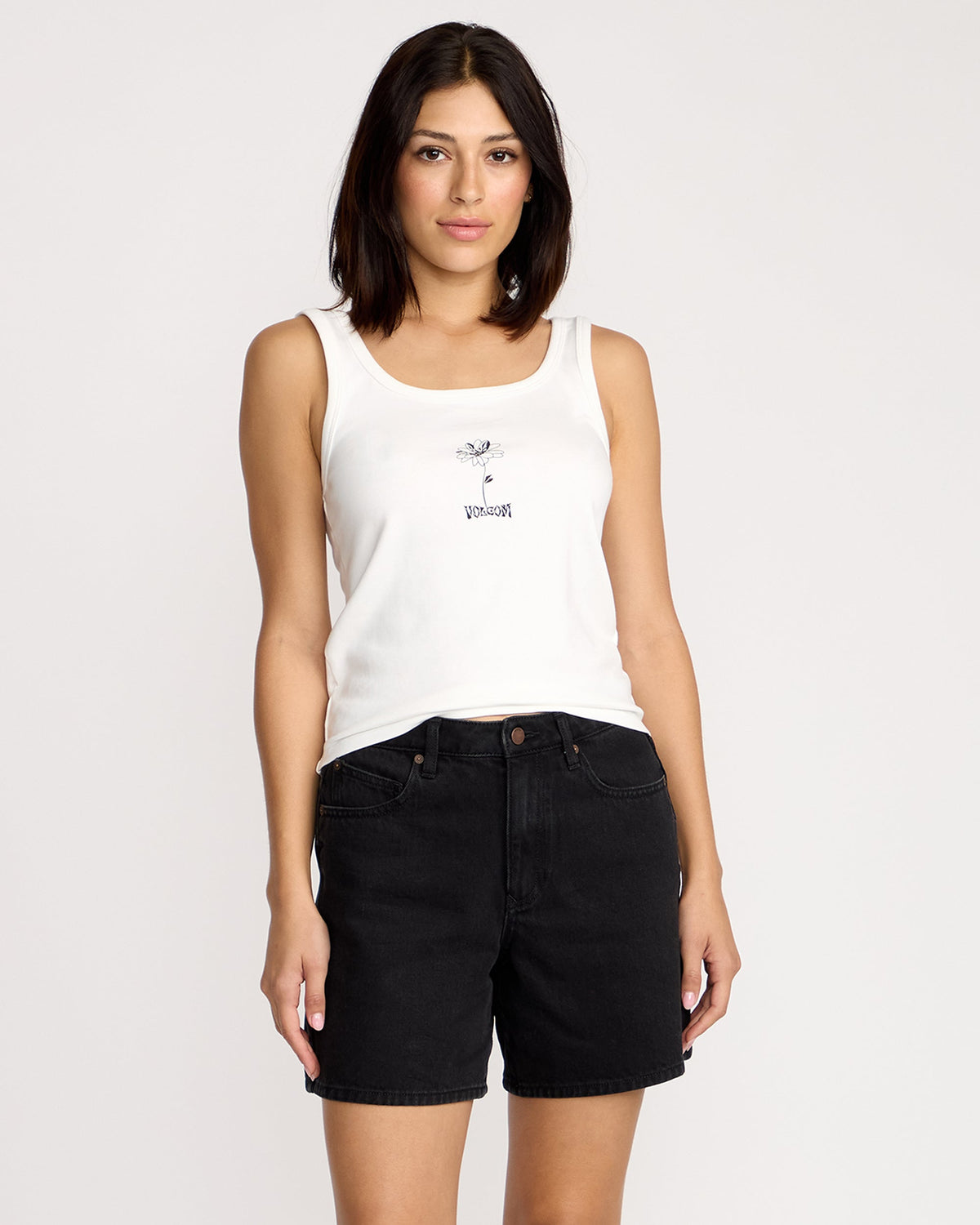 Womens Stoned Boyfriend Long Denim Shorts