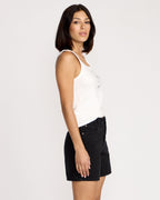 Womens Stoned Boyfriend Long Denim Shorts