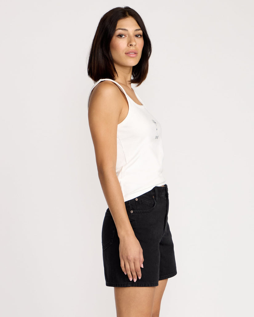 Womens Stoned Boyfriend Long Denim Shorts